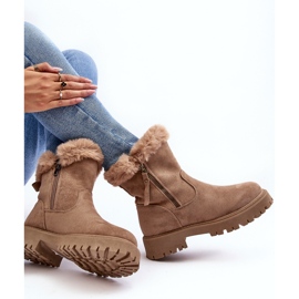 PE1 Bottines en daim avec fourrure pour femme, beige Hasiva 8