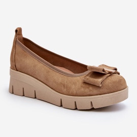 Lewski Shoes Ballerines en cuir sur plateforme avec décoration, Beige Lewski 3384 1