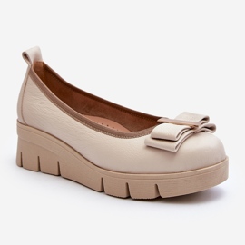 Lewski Shoes Ballerines en cuir sur plateforme avec décoration, Crème Lewski 3384 blanc 1