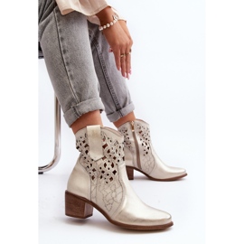 Zazoo 3394 Bottes à talons hauts ajourés pour femme, Doré d'or 2 Zazoo 3394 Bottes à talons hauts ajourés pour femme, Doré d'or 2