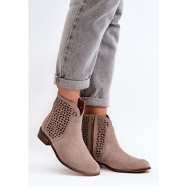 Bottines ajourées en daim Zazoo 2791, beige 3