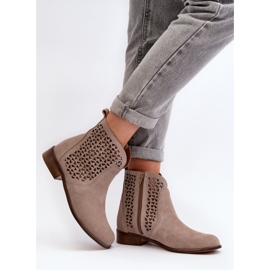 Bottines ajourées en daim Zazoo 2791, beige 4