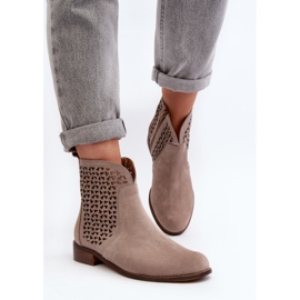 Bottines ajourées en daim Zazoo 2791, beige 6