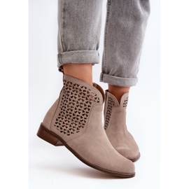 Bottines ajourées en daim Zazoo 2791, beige 7