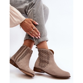 Bottines ajourées en daim Zazoo 2791, beige 9