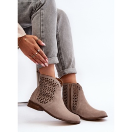 Bottines ajourées en daim Zazoo 2791, beige 1