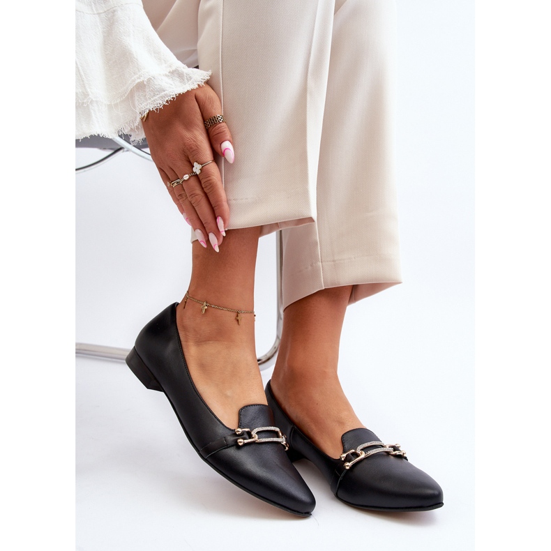 Zazoo 2885 Ballerines en cuir avec décoration, noir 1
