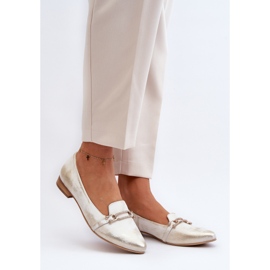 Zazoo 2885 Ballerines en cuir avec décoration dorée et blanche 2