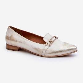 Zazoo 2885 Ballerines en cuir avec décoration dorée et blanche 1