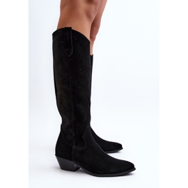Zazoo 2909 Bottes Ajourées En Daim Sur Talons Bas, Noir le noir 10