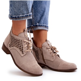 Zazoo Bottes Femme 2878 Low Ajourées, Daim, Beige 9