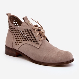 Zazoo Bottes Femme 2878 Low Ajourées, Daim, Beige 1