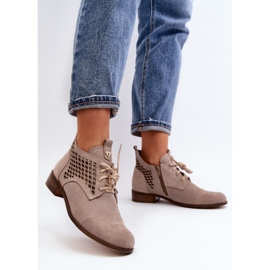 Zazoo Bottes Femme 2878 Low Ajourées, Daim, Beige 4