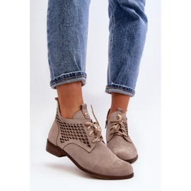 Zazoo Bottes Femme 2878 Low Ajourées, Daim, Beige 5