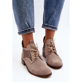 Zazoo Bottes Femme 2878 Low Ajourées, Daim, Beige 7
