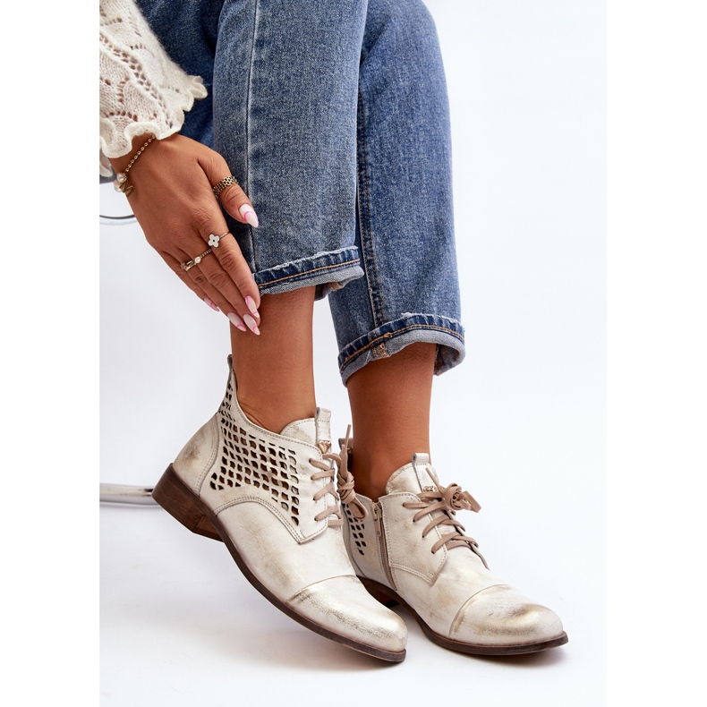 Zazoo Bottines basses en cuir ajouré pour femme, 2878, argent 2