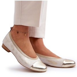 Ballerines Zazoo 2890 en cuir doré et caoutchouc d'or 11
