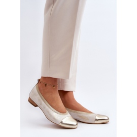 Ballerines Zazoo 2890 en cuir doré et caoutchouc d'or 4
