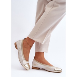 Ballerines Zazoo 2890 en cuir doré et caoutchouc d'or 5