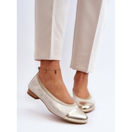 Ballerines Zazoo 2890 en cuir doré et caoutchouc d'or 6