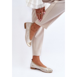 Ballerines Zazoo 2890 en cuir doré et caoutchouc d'or 9