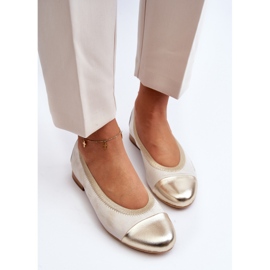 Ballerines Zazoo 2890 en cuir doré et caoutchouc d'or 10