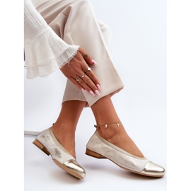 Ballerines Zazoo 2890 en cuir doré et caoutchouc 1