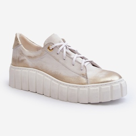 Zazoo 2919, Chaussures en Cuir à Semelle Épaisse pour Femme, Doré d'or 1