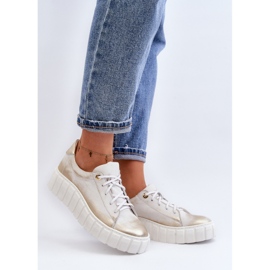 Zazoo 2919, Chaussures en Cuir à Semelle Épaisse pour Femme, Doré d'or 2