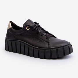 Zazoo 2919 Chaussures en cuir à semelle épaisse pour femme, noir le noir 2