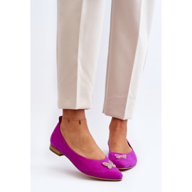 Zazoo 2887 Ballerines En Daim Avec Papillon Décoratif Fuchsia rose 4