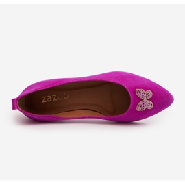Zazoo 2887 Ballerines En Daim Avec Papillon Décoratif Fuchsia rose 6