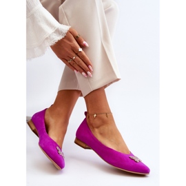 Zazoo 2887 Ballerines En Daim Avec Papillon Décoratif Fuchsia rose 7
