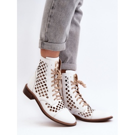 Bottines Zazoo 2695 en cuir ajouré, blanc blanche 4