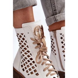 Bottines Zazoo 2695 en cuir ajouré, blanc 2