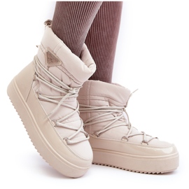 Seastar Bottes de neige à plateforme avec laçage pour femme, beige 6