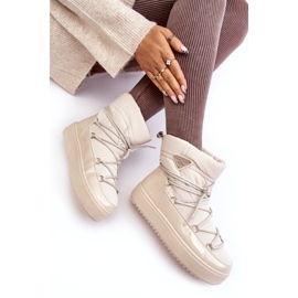 Seastar Bottes de neige à plateforme avec laçage pour femme, beige 3