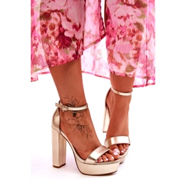 Sweet Shoes Sandales En Cuir Sur Une Barre Haute Et Plateforme Golden Sky Dream d'or 2