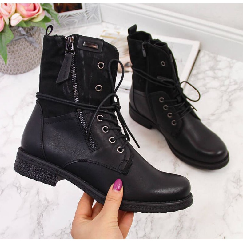 Jezzi W JEZ254A sac à lacets et fermeture éclair, noir 1