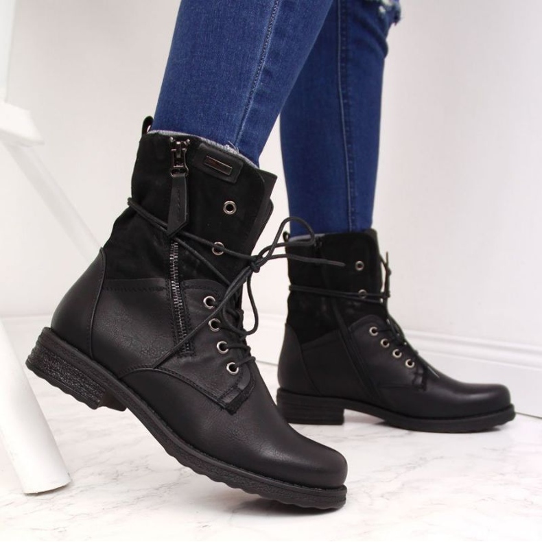 Jezzi W JEZ254A sac à lacets et fermeture éclair, noir 2