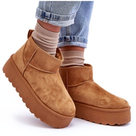 Bottes de neige en daim pour femmes sur la plate-forme brune 4