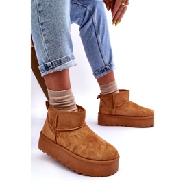 Bottes de neige en daim pour femmes sur la plate-forme brune 1