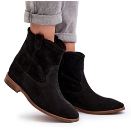 Zazoo 2326 Bottines à enfiler en daim pour femme, noir le noir 10