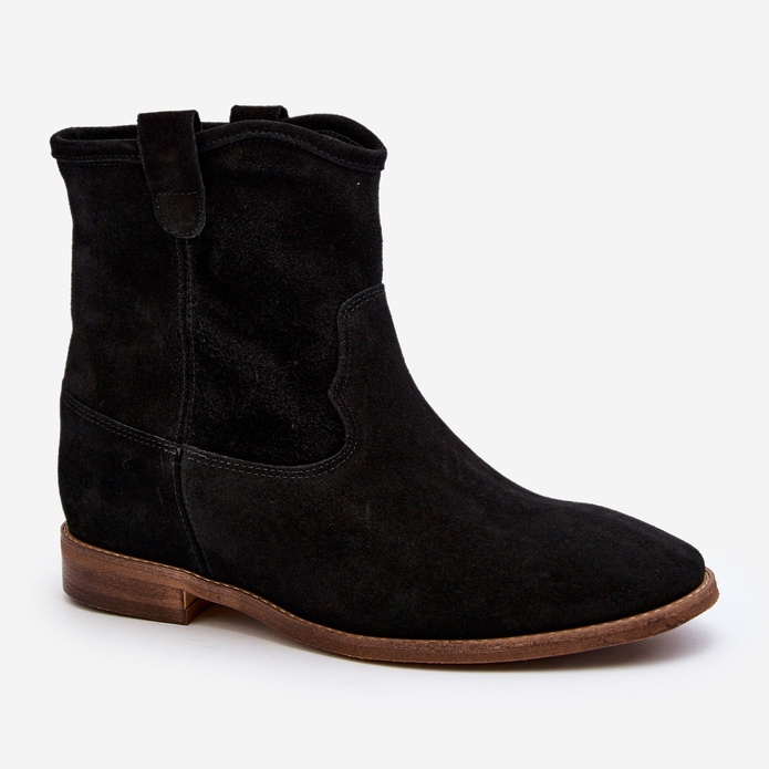 Zazoo 2326 Bottines à enfiler en daim pour femme, noir le noir 2