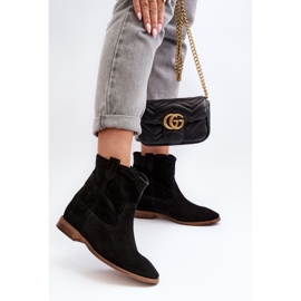 Zazoo 2326 Bottines à enfiler en daim pour femme, noir le noir 6