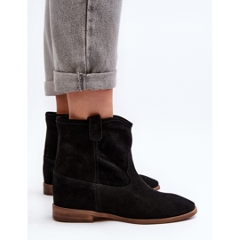 Zazoo 2326 Bottines à enfiler en daim pour femme, noir le noir 7
