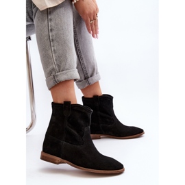 Zazoo 2326 Bottines à enfiler en daim pour femme, noir le noir 9