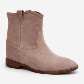 Zazoo 2326 Bottines à enfiler en daim pour femme, beige 2