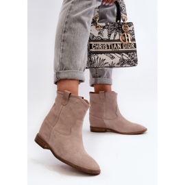 Zazoo 2326 Bottines à enfiler en daim pour femme, beige 5