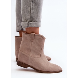 Zazoo 2326 Bottines à enfiler en daim pour femme, beige 6